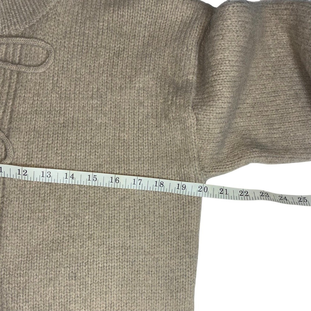 Elan Taupe Tie Front Sweater Cardigan Women's S Chunky Knit Balloon Sleeve - Picture 5 of 6